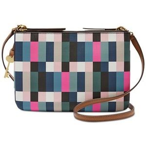 Fossil Devon small crossbody pixel grid